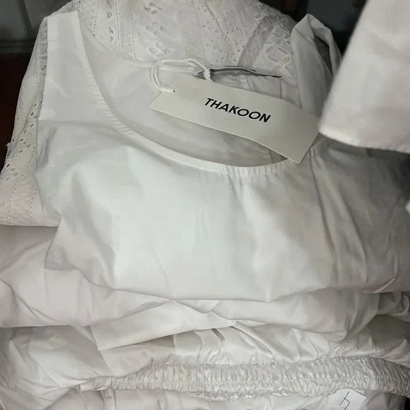 Thakoon eyelet combo trapeze sleveless white dress boho NWT 100% cotton - Picture 3 of 4
